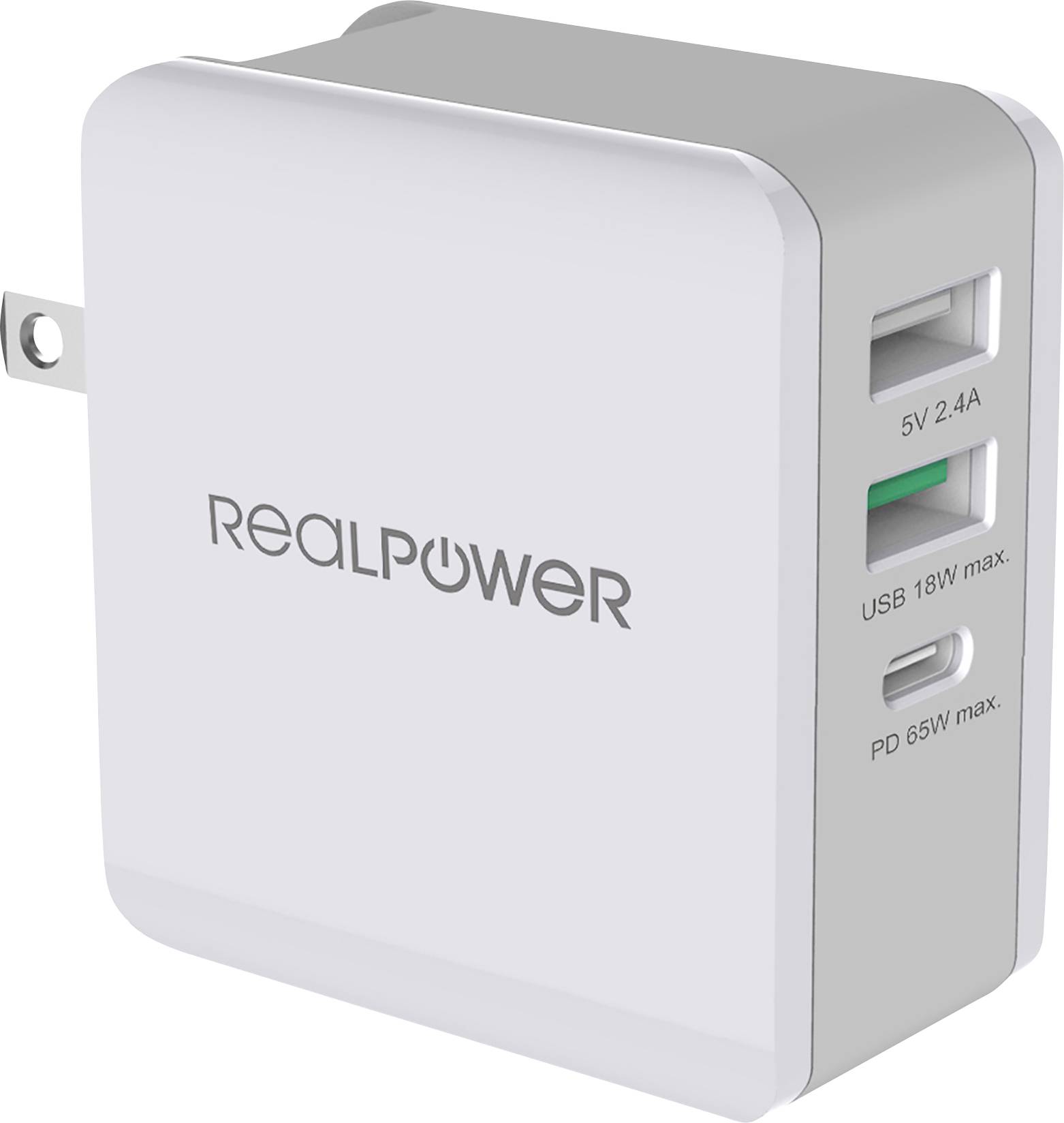 RealPower DeskCharge-65 USB Ladegerät 65 W USB Weiß Steckdose