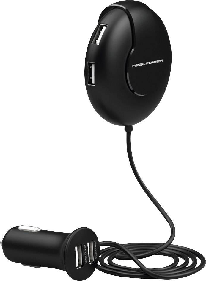 RealPower 195446 USB Ladegerät 47 W USB Schwarz KFZ