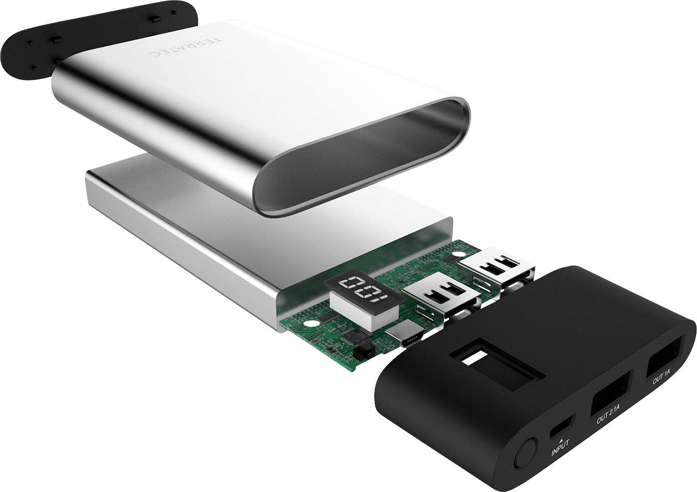 Terratec P80 Slim Powerbank 8000 mAh Lithium Schwarz-Silber