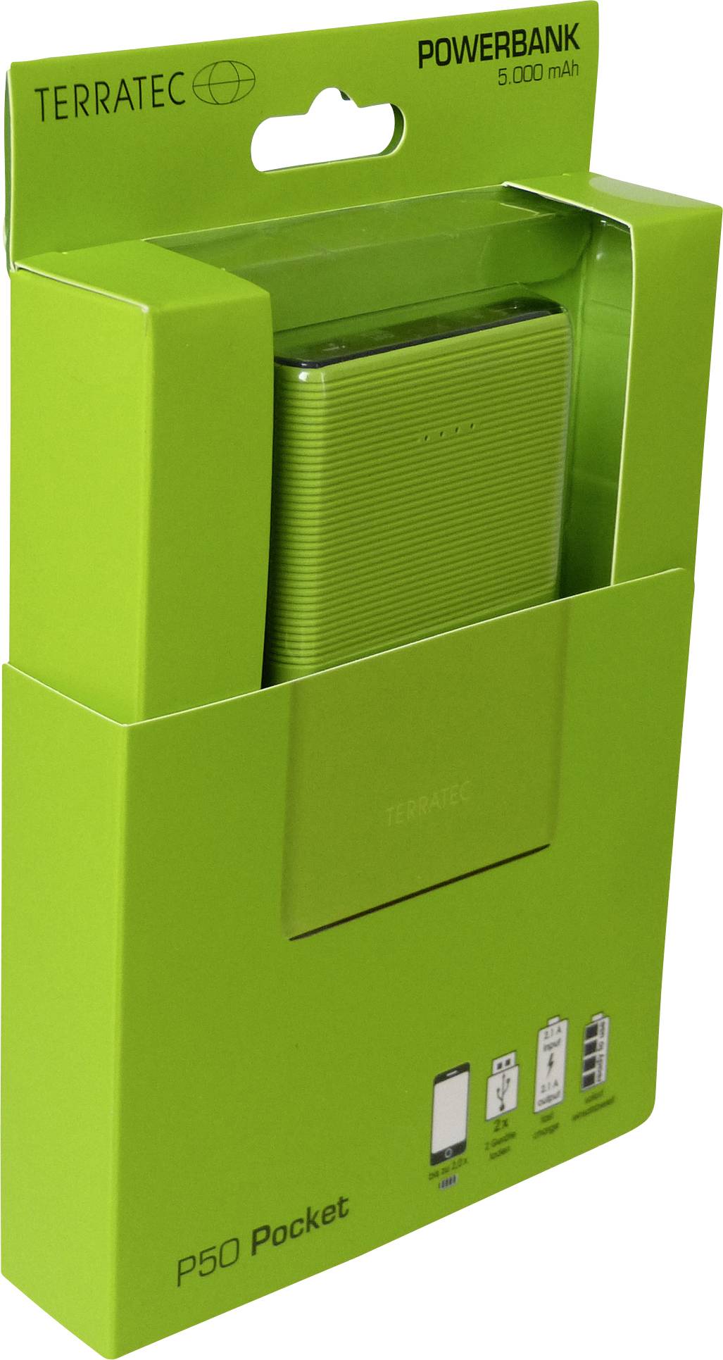 Terratec P50 Powerbank 5000 mAh LiPo Grün