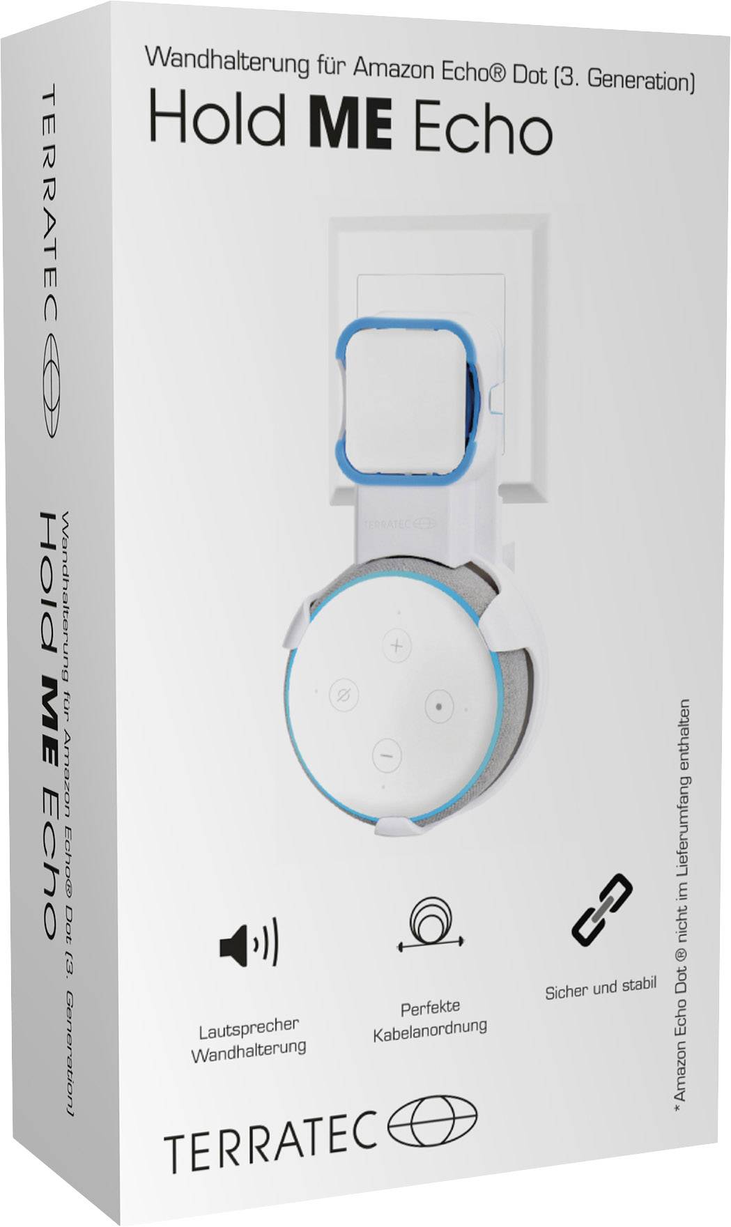 Terratec Hold ME Echo Wandhalterung Weiß Passend für (Sprachassistenten):Amazon Echo Dot
