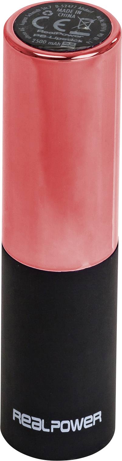 RealPower PB-Lipstick Powerbank 2500 mAh Li-Ion Rot