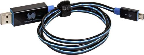 RealPower USB 2.0 Anschlusskabel [1x Micro-USB - 1x Micro-USB-Stecker] 74.50cm Blau mit LED