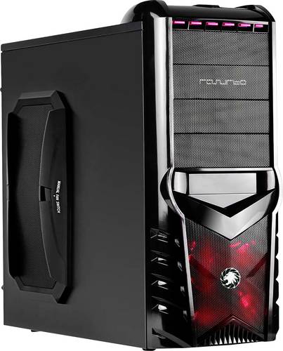 Rasurbo GAME-X7 Midi-Tower Gaming-Gehäuse, PC-Gehäuse Schwarz/Rot 1 Vorinstallierter LED Lüfter