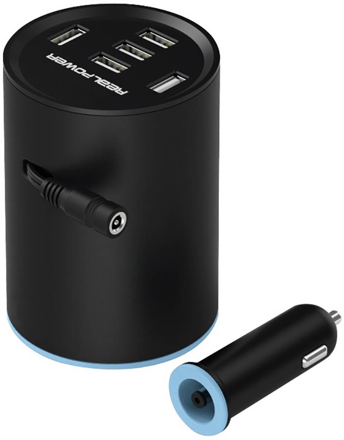 RealPower 195445 USB Ladegerät 50 W USB Schwarz, Blau KFZ