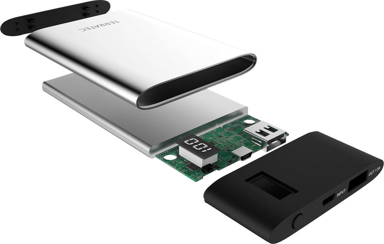 Terratec P40 Slim Powerbank 4000 mAh LiPo Schwarz-Silber