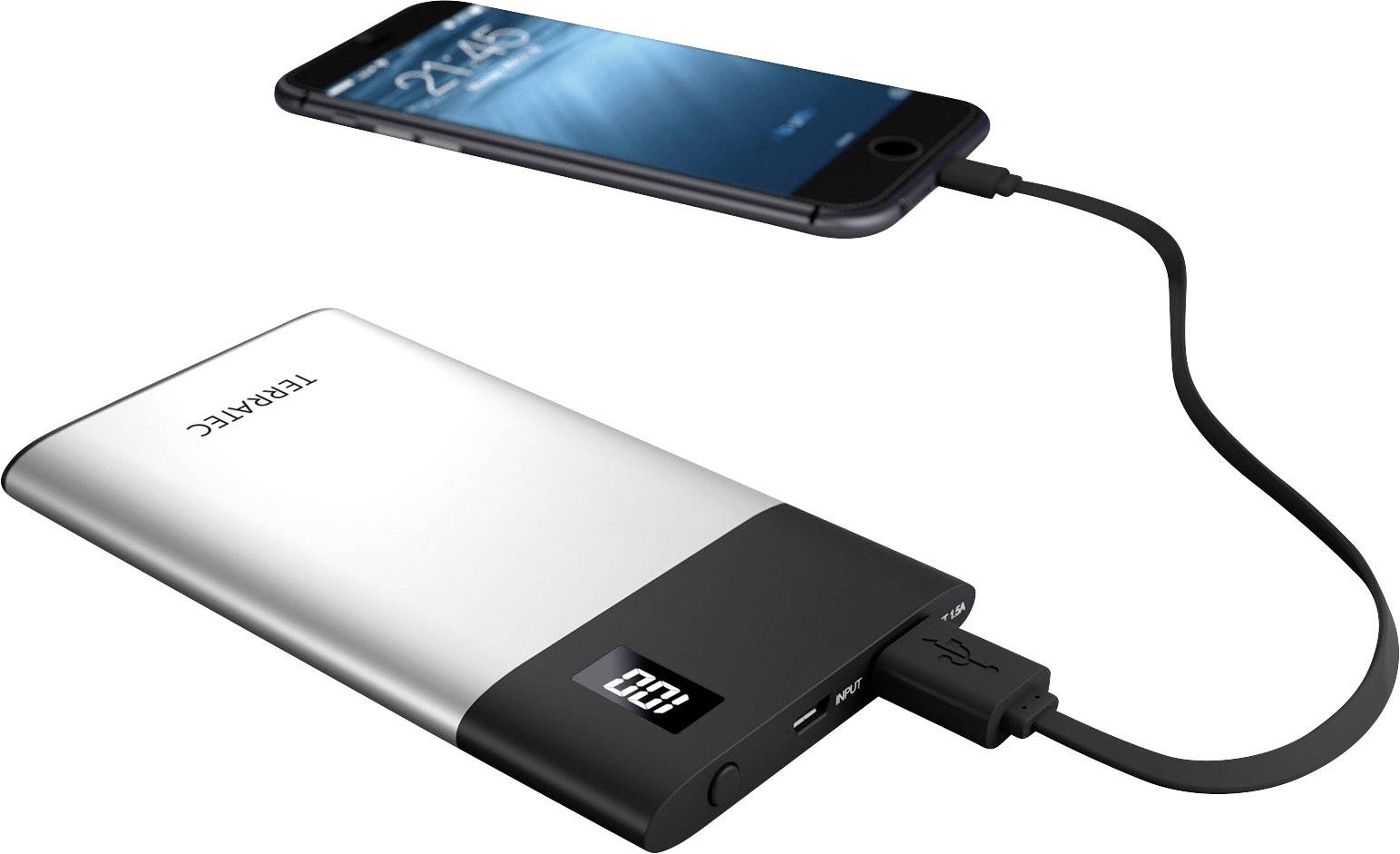 Terratec P40 Slim Powerbank 4000 mAh LiPo Schwarz-Silber