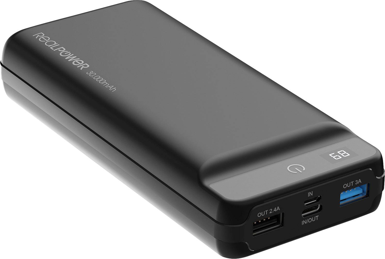 RealPower PB-30k Powerbank 30000 mAh Lithium Schwarz