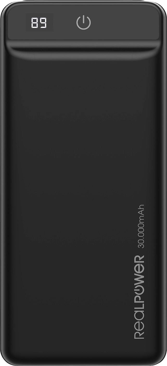 RealPower PB-30k Powerbank 30000 mAh Lithium Schwarz