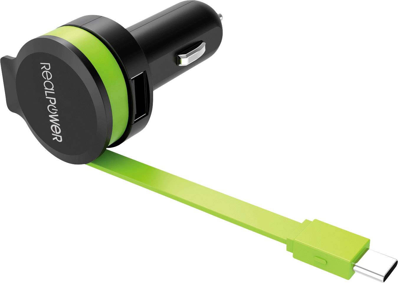 RealPower 257636 USB Ladegerät USB Schwarz, Grün KFZ
