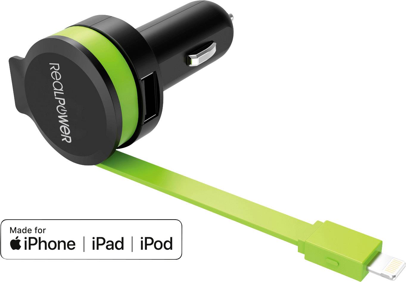 RealPower 257637 USB Ladestation USB Schwarz, Grün KFZ