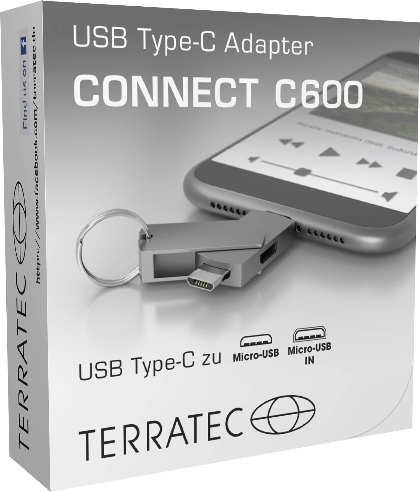 Terratec USB 2.0 Adapter [1x Micro-USB-Buchse - 1x Micro-USB-Stecker, USB-C® Stecker] CONNECT C600