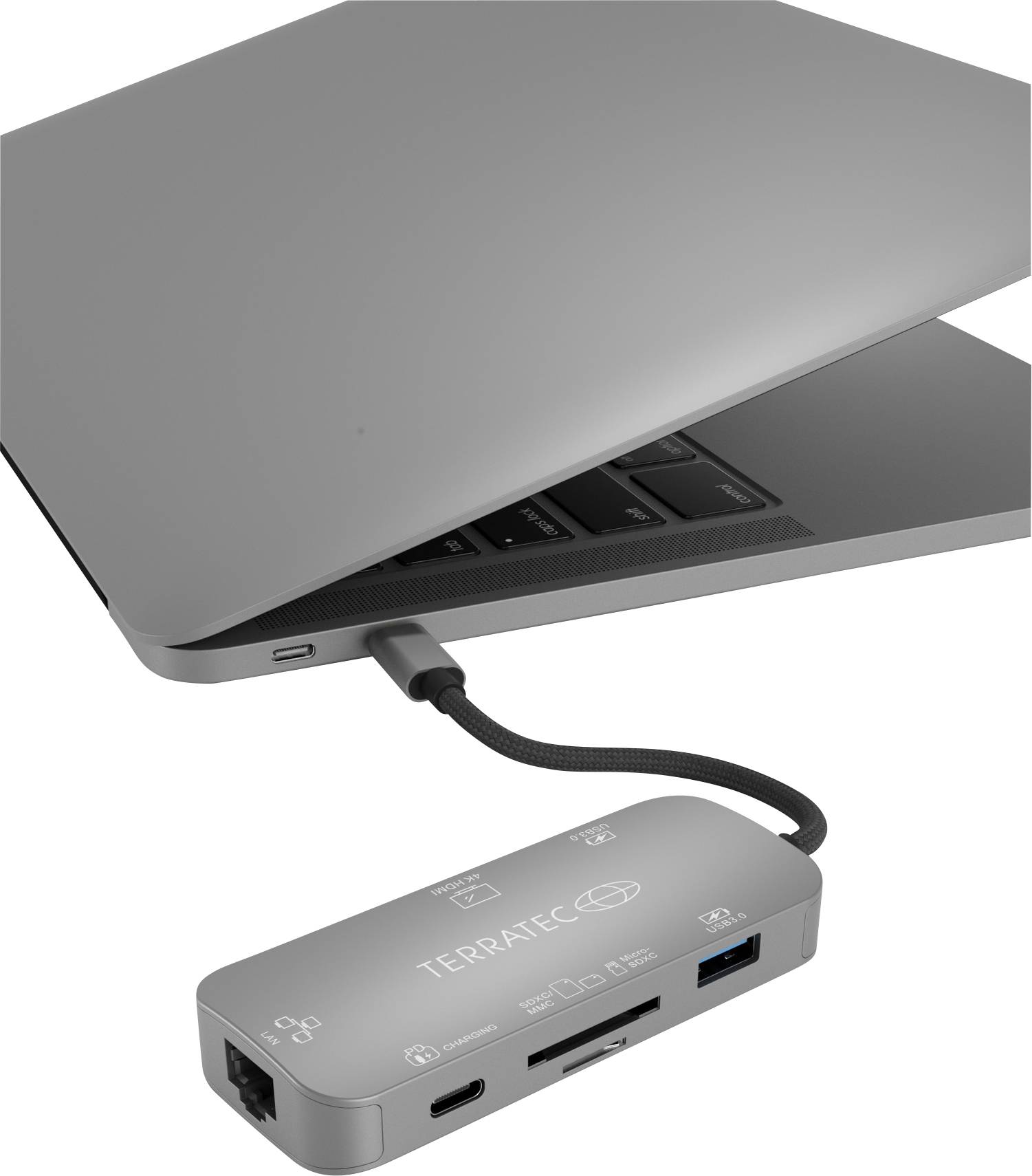 Terratec 306706 USB-Hub USB-A (USB 3.0), Kartenleser, Gigabit-LAN (1 Gbit/s), HDMI®, USB-C® 5 GBit/s Grau CONNECT C8