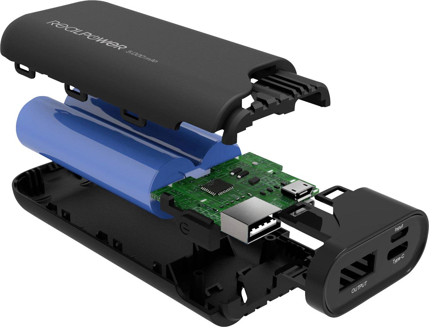RealPower PB-5000C Powerbank (Zusatzakku) Lithium 5000 mAh 243923