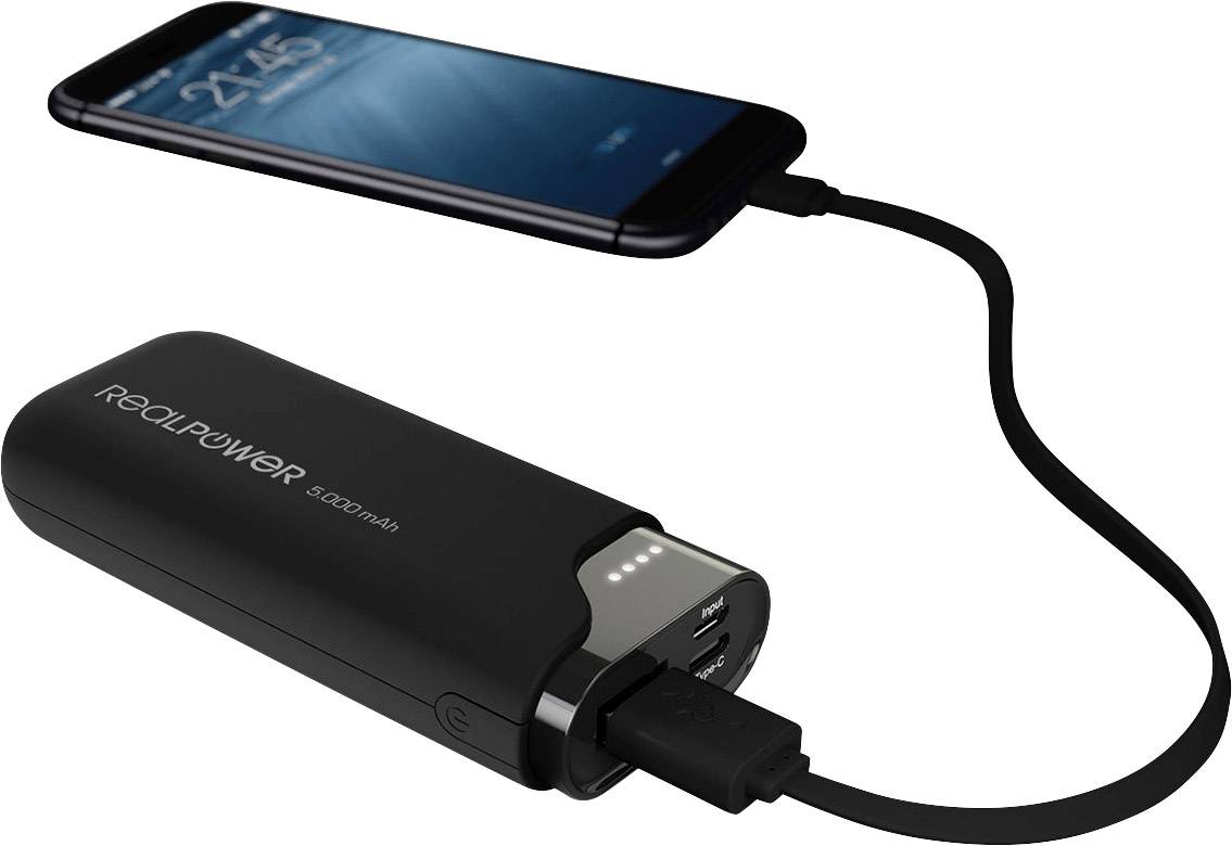 RealPower PB-5000C Powerbank (Zusatzakku) Lithium 5000 mAh 243923