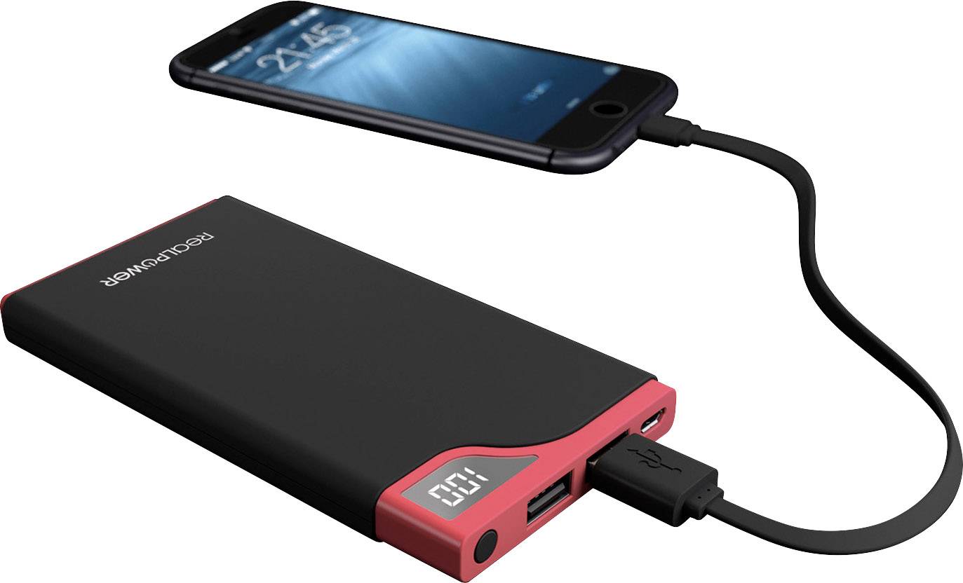RealPower PB-6000S Powerbank 6000 mAh LiPo Rot-Schwarz