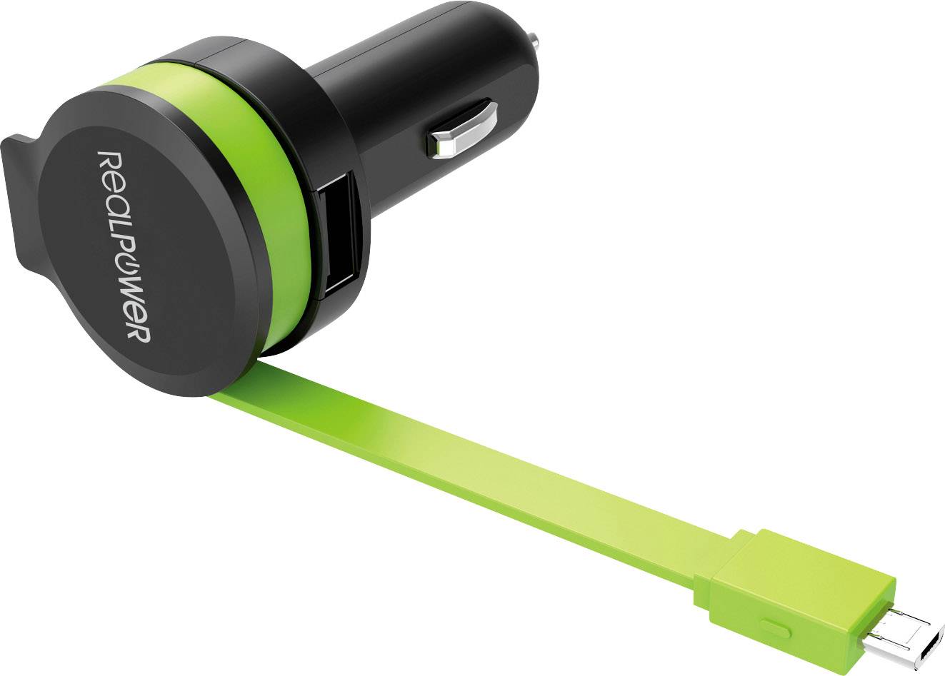 RealPower 257635 USB Ladestation USB Schwarz, Grün KFZ