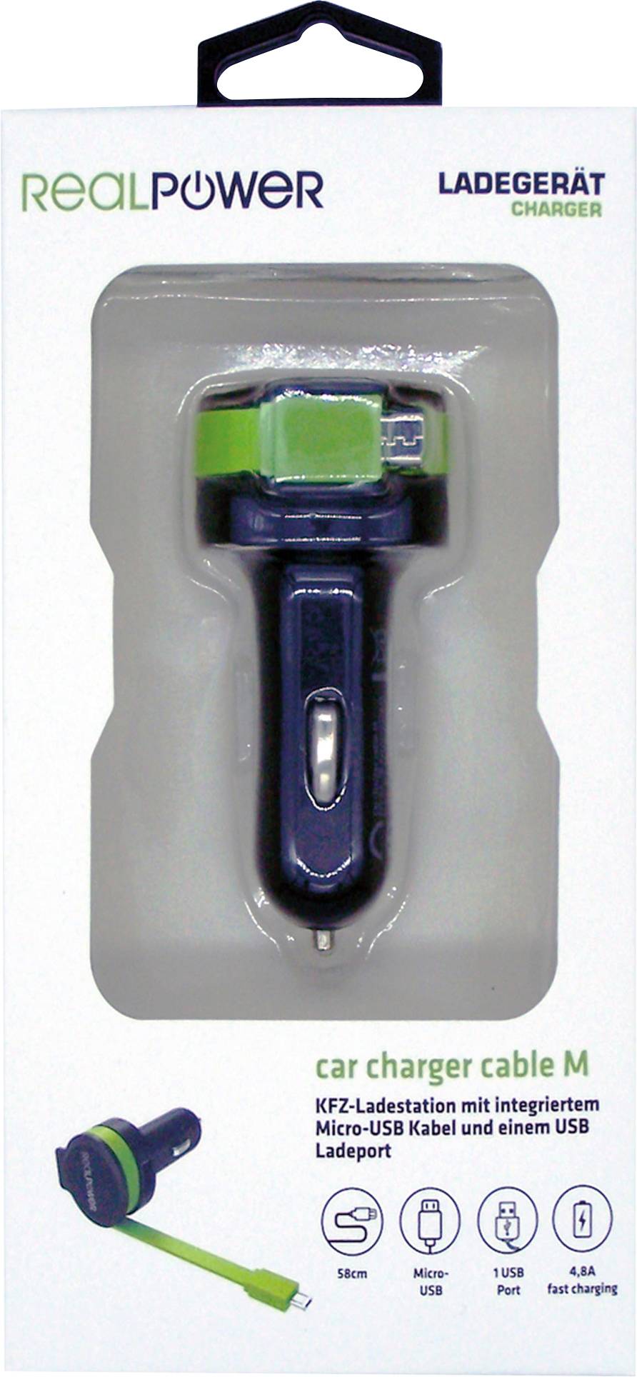 RealPower 257635 USB Ladestation USB Schwarz, Grün KFZ