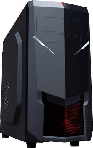 Rasurbo Midi-Vort-X II Midi-Tower Gehäuse, Gaming-Gehäuse Schwarz/Rot 1 Vorinstallierter LED Lüft