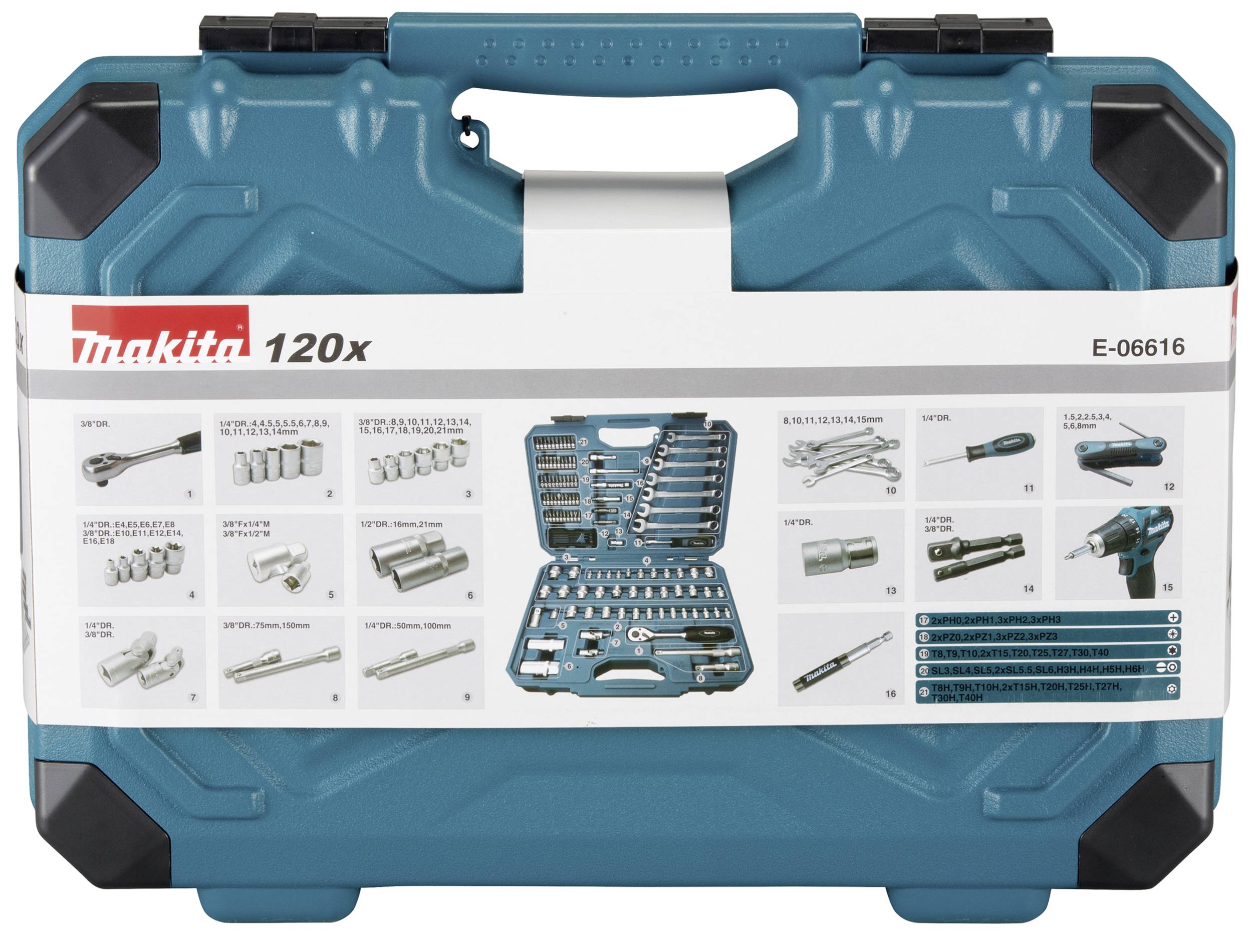 Makita E-06616 Werkzeugset Universal im Koffer 120teilig