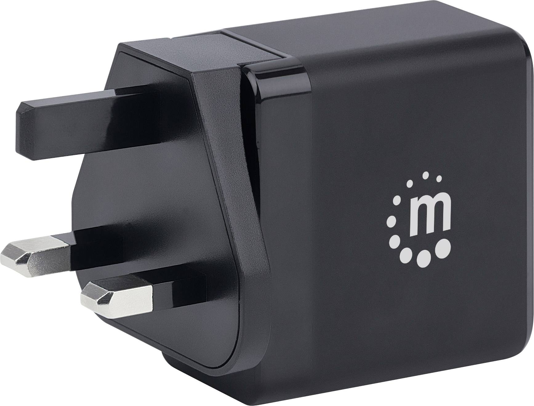 Manhattan 102278 USB Ladegerät 65 W USB-C® Buchse Schwarz Steckdose USB Power Delivery (USB-PD), mit UK-Adapter, mit USA-Adapter