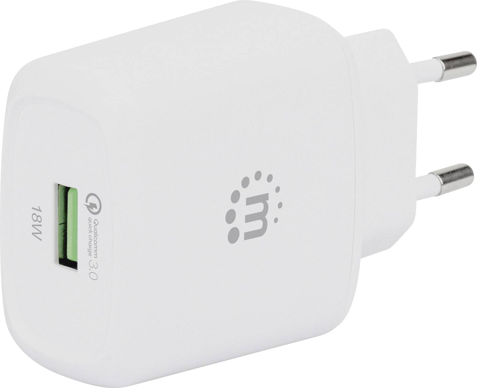 Manhattan 102285 USB Ladegerät 18 W USB 3.2 Gen 1 Buchse A (USB 3.0) Weiß Steckdose Qualcomm Quick Charge 3.0