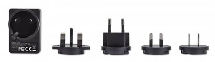 Manhattan 102155 USB Ladegerät 5 W USB 3.2 Gen 1 Buchse A (USB 3.0) Schwarz Steckdose mit Australien-Adapter, mit UK-Adapter, mit USA-Adapter