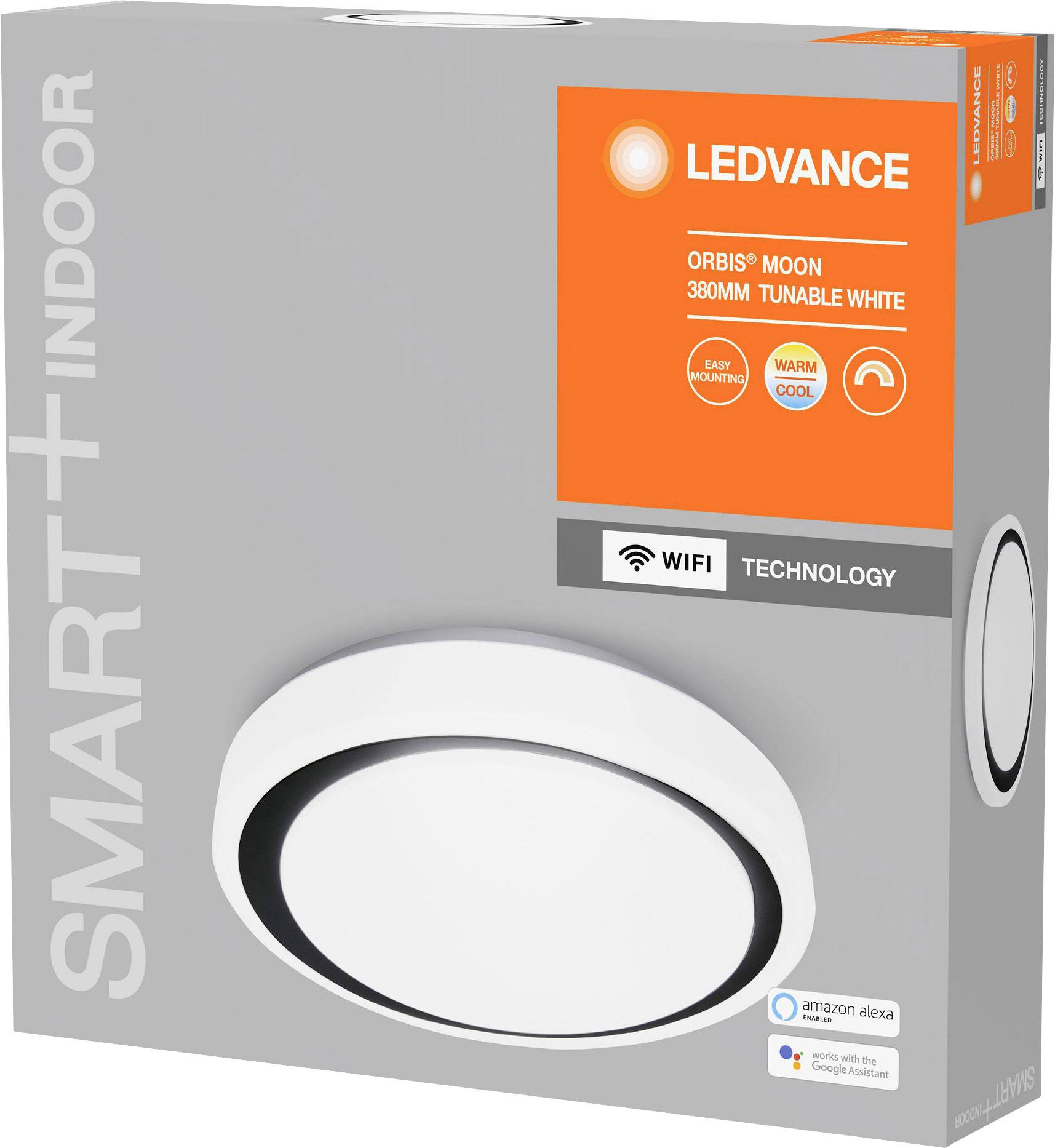 LEDVANCE 4058075486362 SMART+ TUNABLE WHITE Moon 380 BK LED-Deckenleuchte 24W Weiß, Schwarz