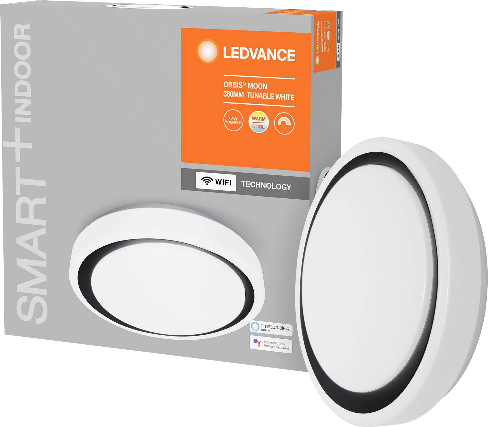 LEDVANCE 4058075486362 SMART+ TUNABLE WHITE Moon 380 BK LED-Deckenleuchte 24W Weiß, Schwarz
