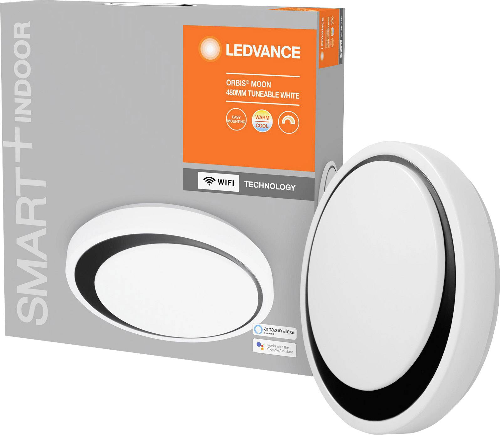 LEDVANCE 4058075486386 SMART+ TUNABLE WHITE Moon 480 BK LED-Deckenleuchte 32 W Weiß, Schwarz