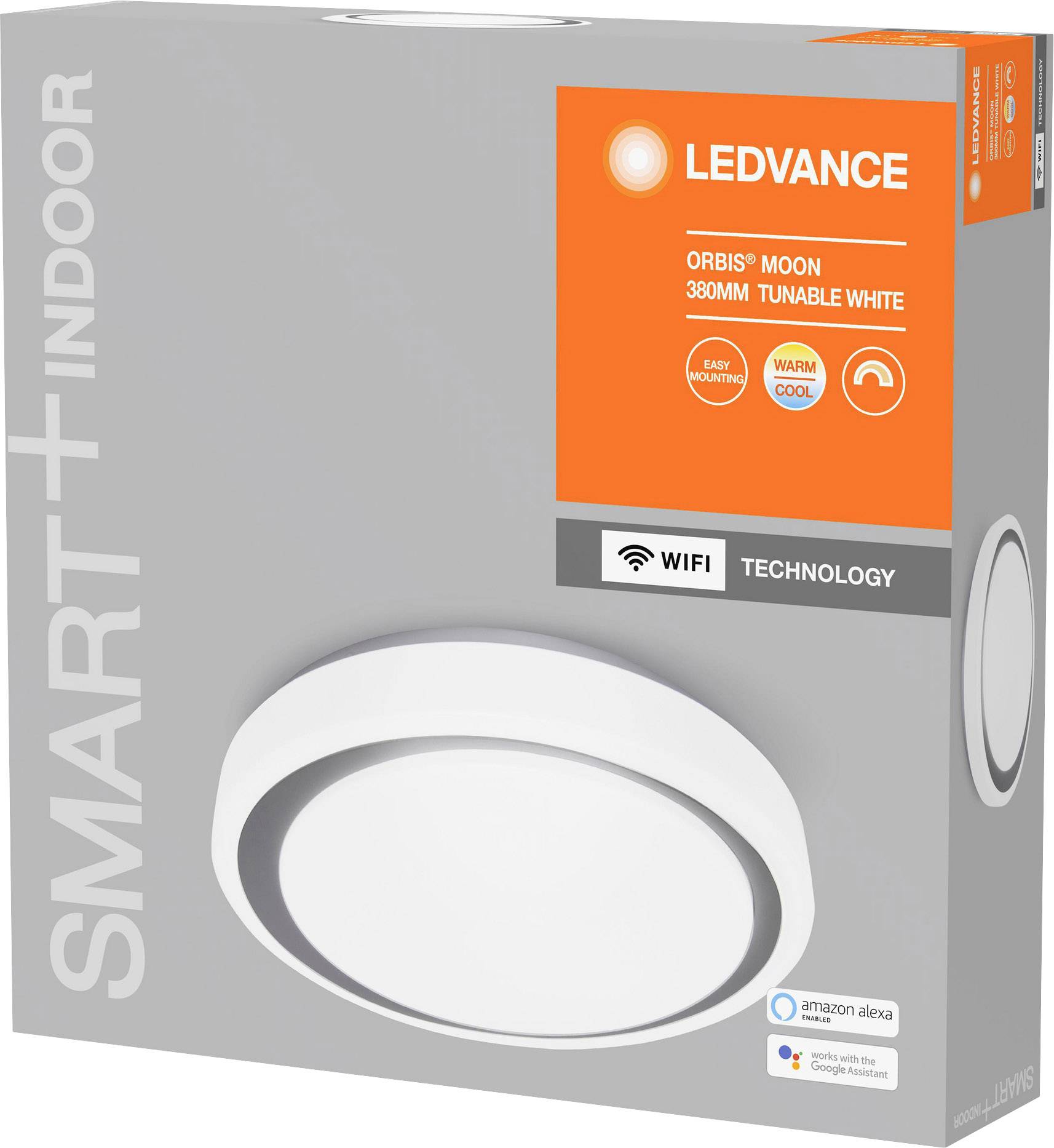 LEDVANCE 4058075486409 SMART+ TUNABLE WHITE Moon 380 GR LED-Deckenleuchte 24W Weiß, Silber