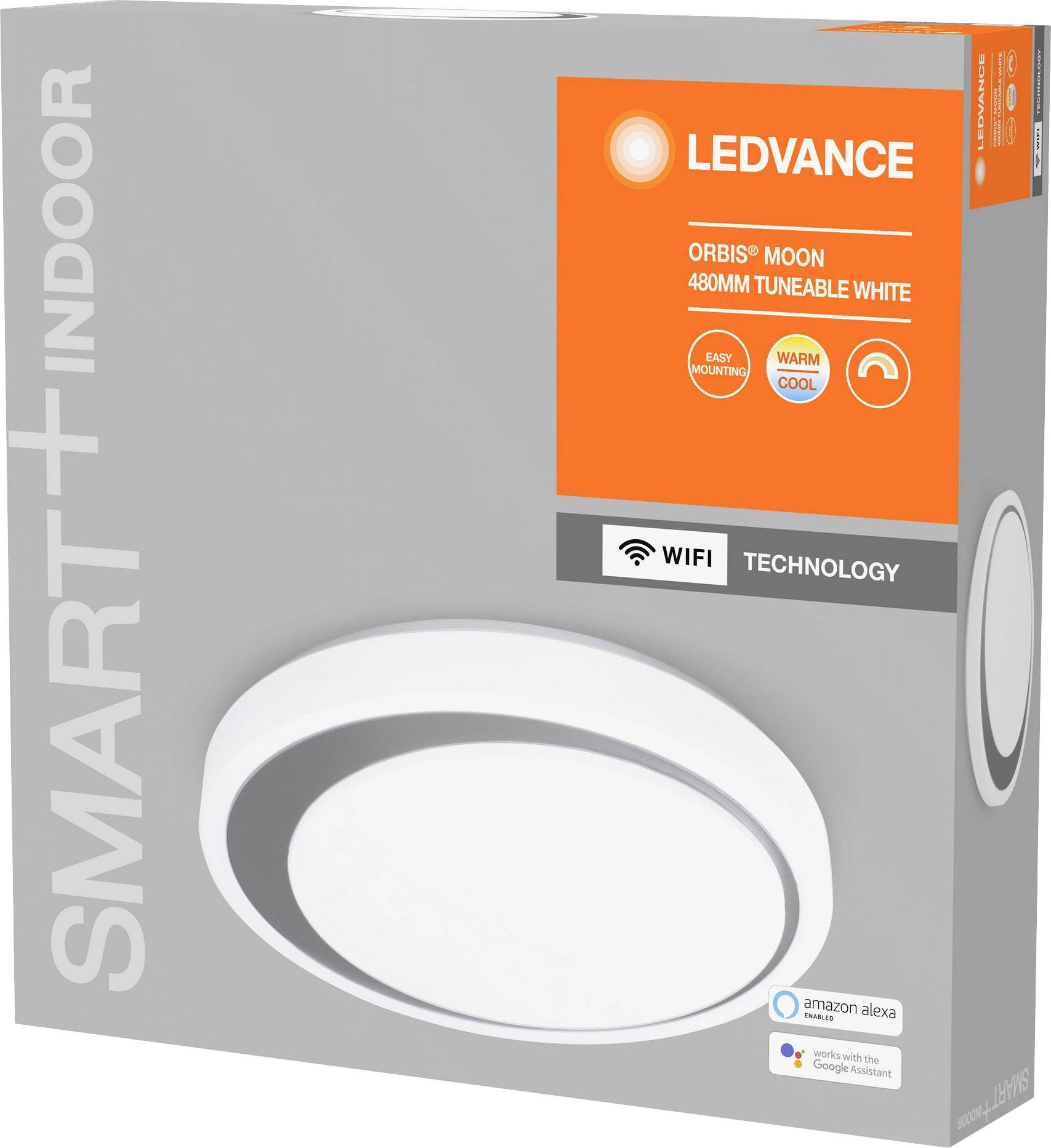 LEDVANCE 4058075486423 SMART+ TUNABLE WHITE Moon 480 GR Deckenleuchte LED 32W Weiß, Silber