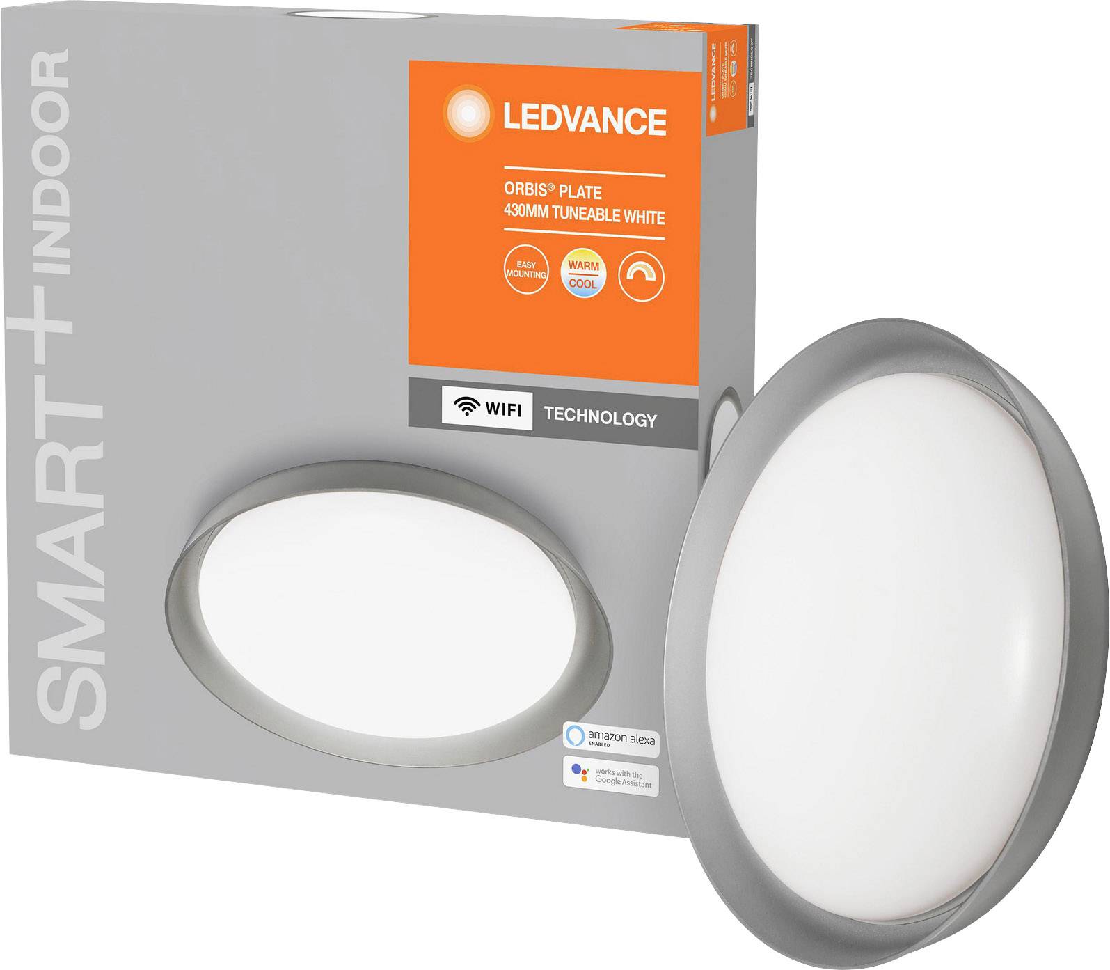 LEDVANCE 4058075486461 SMART+ TUNABLE WHITE Plate 430 GR LED-Deckenleuchte 24W Weiß, Grau