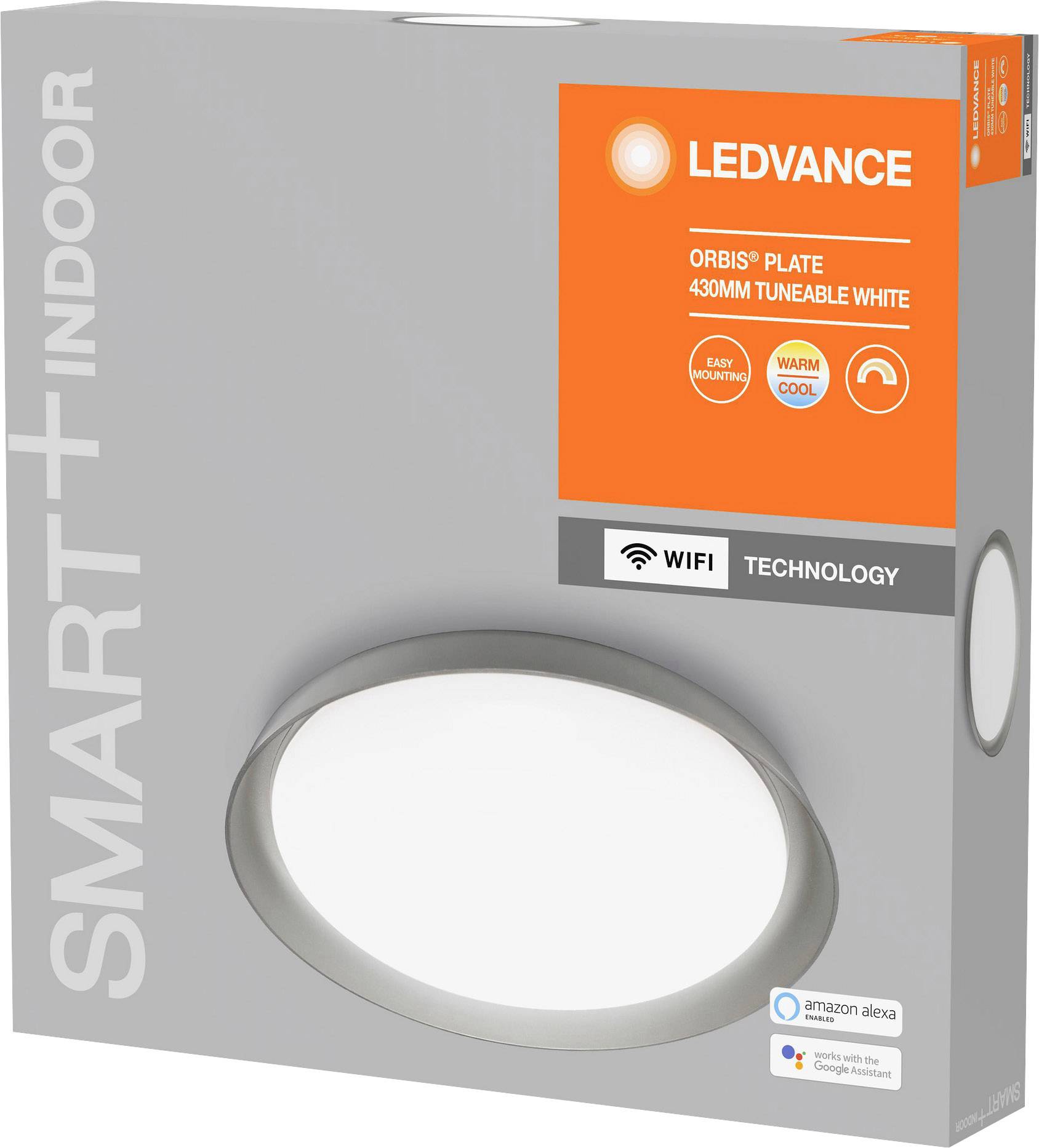 LEDVANCE 4058075486461 SMART+ TUNABLE WHITE Plate 430 GR LED-Deckenleuchte 24W Weiß, Grau