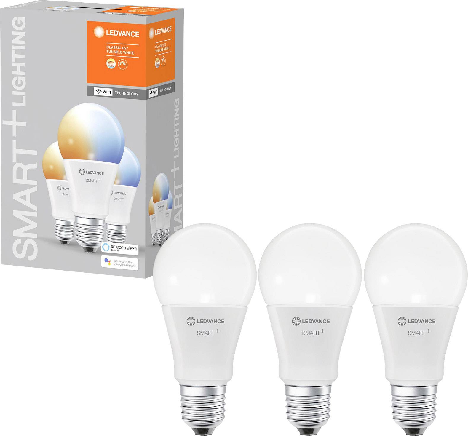 LEDVANCE SMART+ EEK: F (A - G) SMART+ WiFi Classic Tunable White 60 9 W/2700K E27 E27 9 W Warmweiß, Naturweiß, Kaltweiß