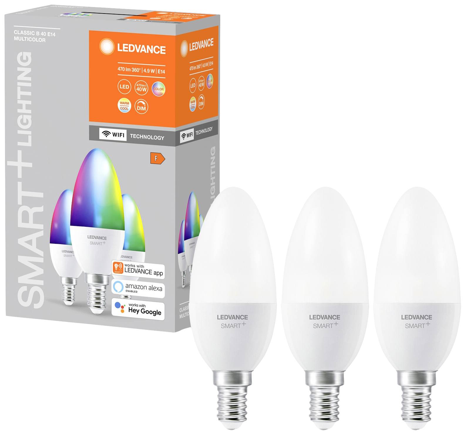 LEDVANCE SMART+ EEK: F (A - G) SMART+ WiFi Candle Multicolour 40 5 W/2700K E14 E14 RGBW