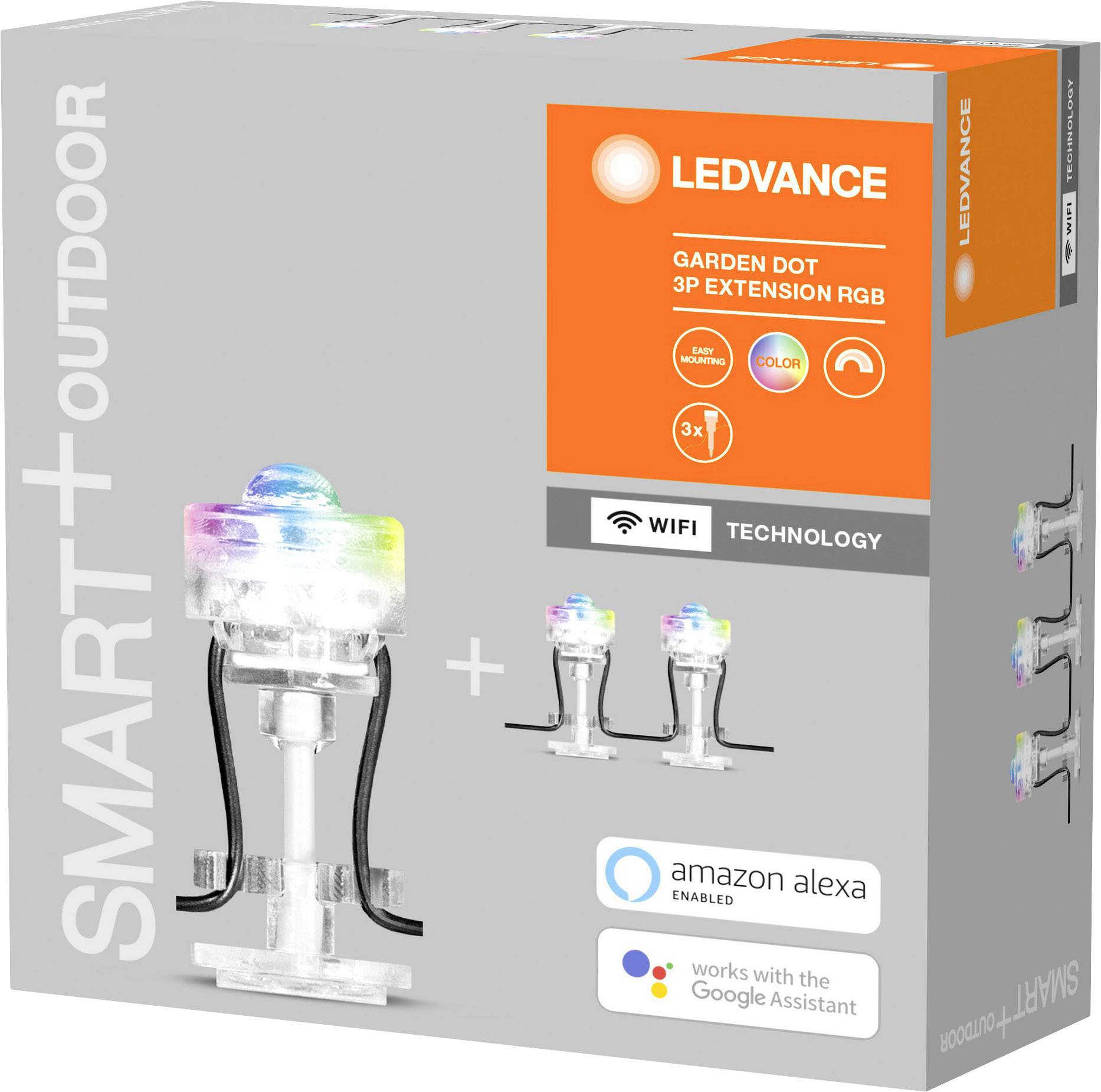 LEDVANCE SMART+ GARDEN DOT MULTICOLOR 3 Dot extension 4058075478572 LED-Wandleuchte 0.7W Klar