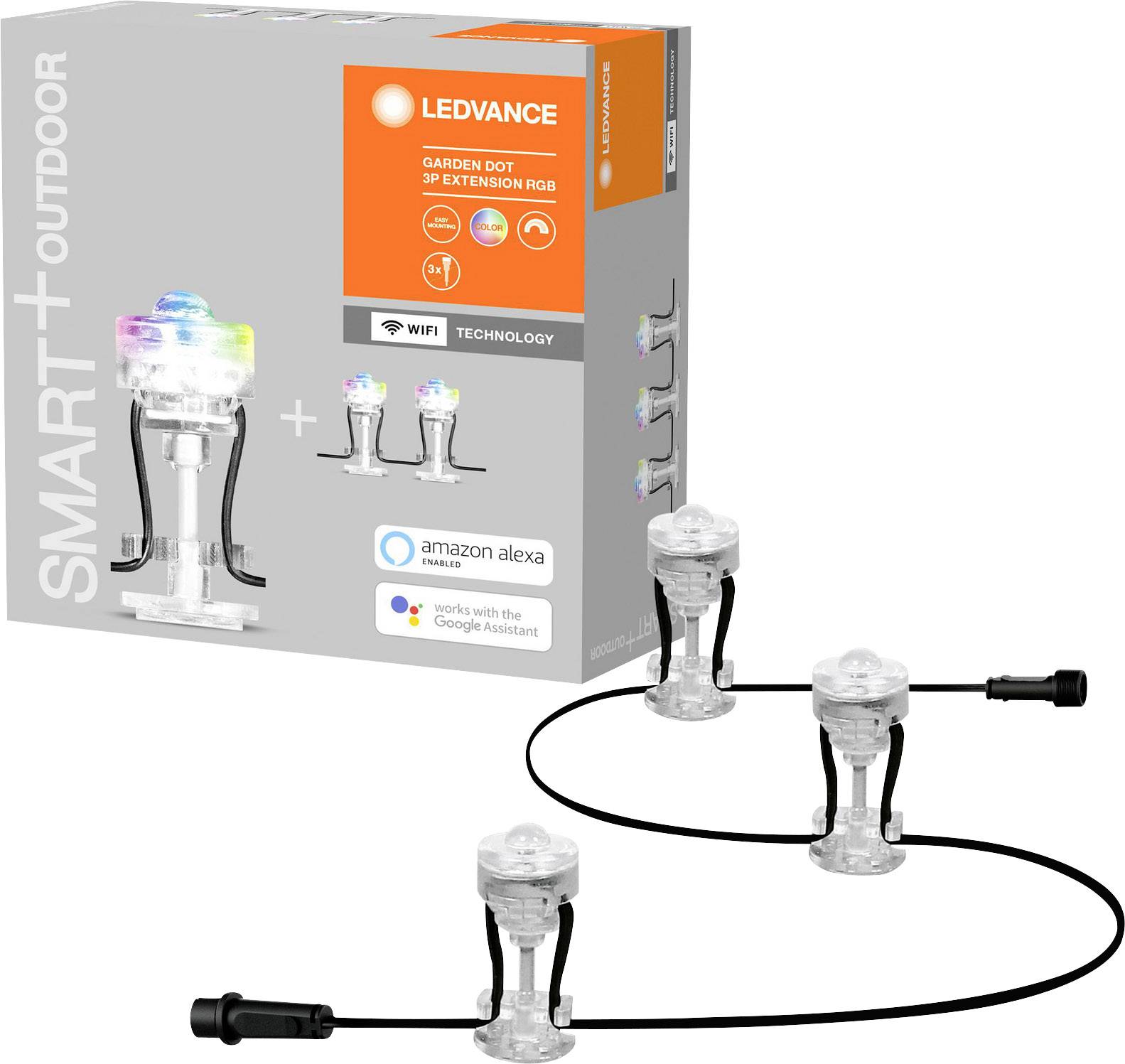 LEDVANCE SMART+ GARDEN DOT MULTICOLOR 3 Dot extension 4058075478572 LED-Wandleuchte 0.7W Klar