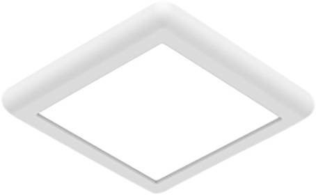 Eine weiße, quadratische LED-Deckenleuchte mit abgerundeten Ecken, für moderne Innenraumbeleuchtung.