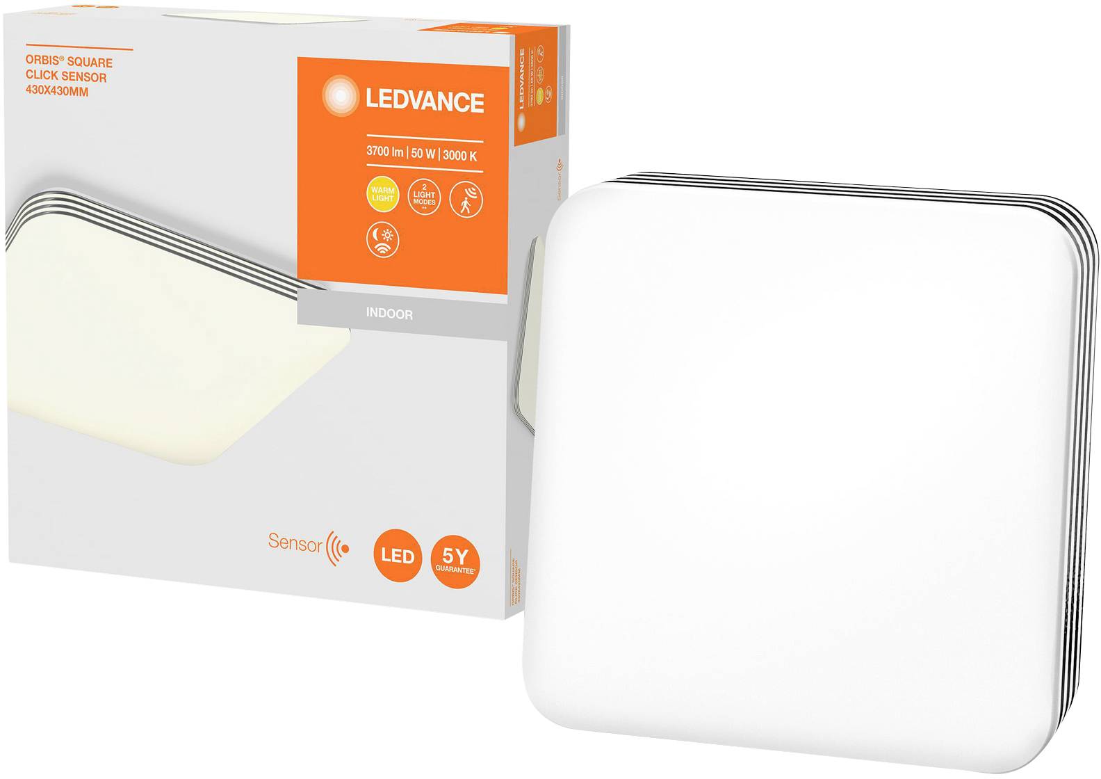 LEDVANCE 4058075472815 Orbis LED-Deckenleuchte mit Bewegungsmelder 50W Weiß