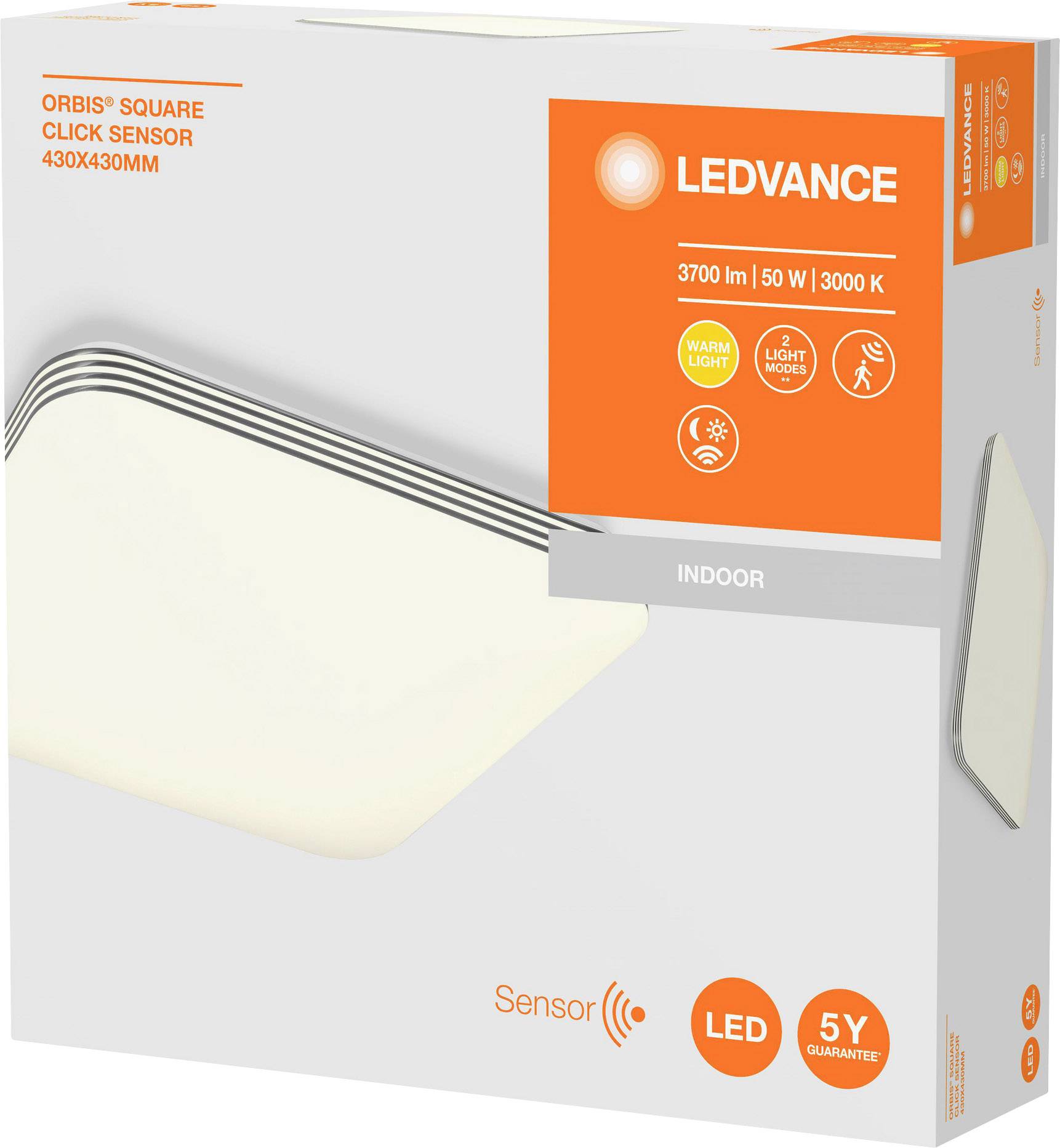 LEDVANCE 4058075472815 Orbis LED-Deckenleuchte mit Bewegungsmelder 50W Weiß