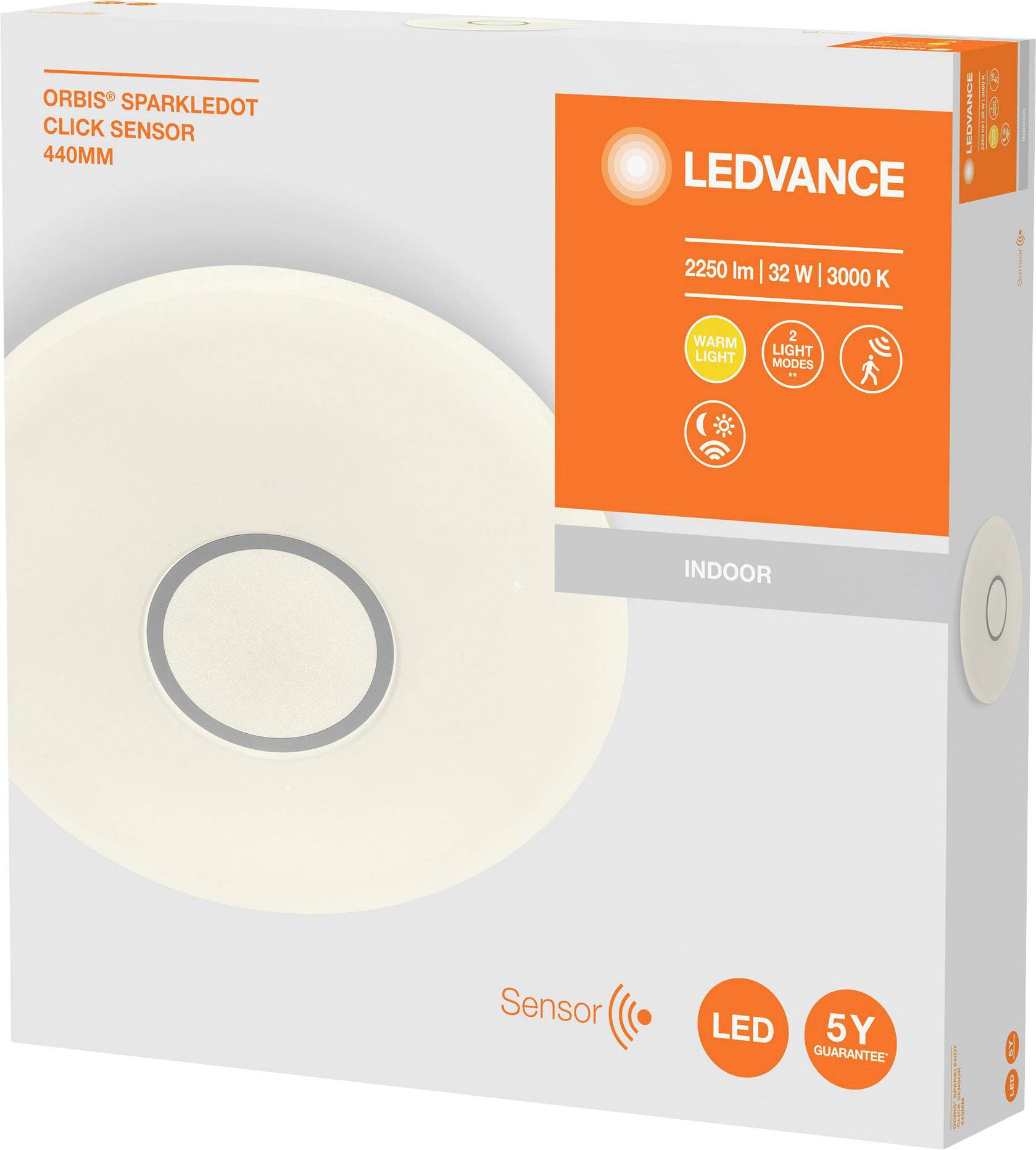 LEDVANCE 4058075472891 Orbis LED-Deckenleuchte mit Bewegungsmelder 32W Weiß