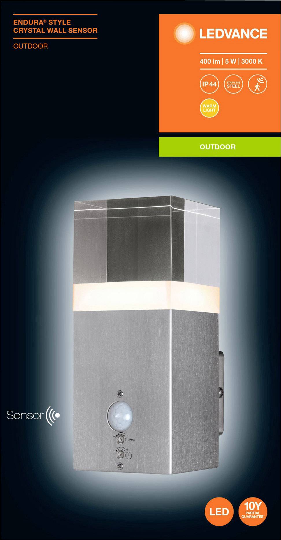 LEDVANCE Endura Style Cube Sensor 4058075474154 LED-Außenwandleuchte mit Bewegungsmelder 5.00 W Stahl