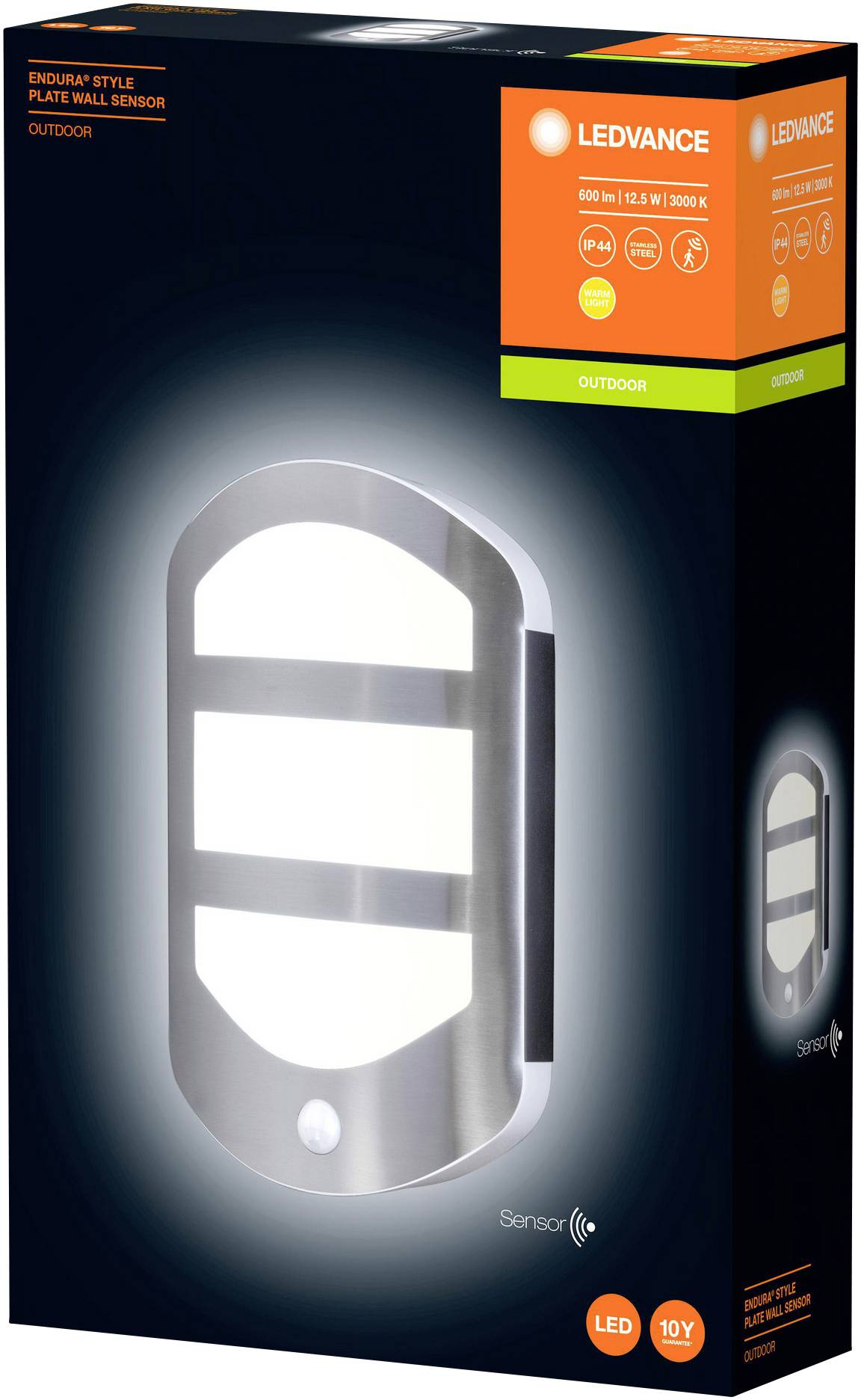 LEDVANCE Endura Style Plate Sensor 4058075477872 LED-Außenwandleuchte mit Bewegungsmelder 12.50W Stahl