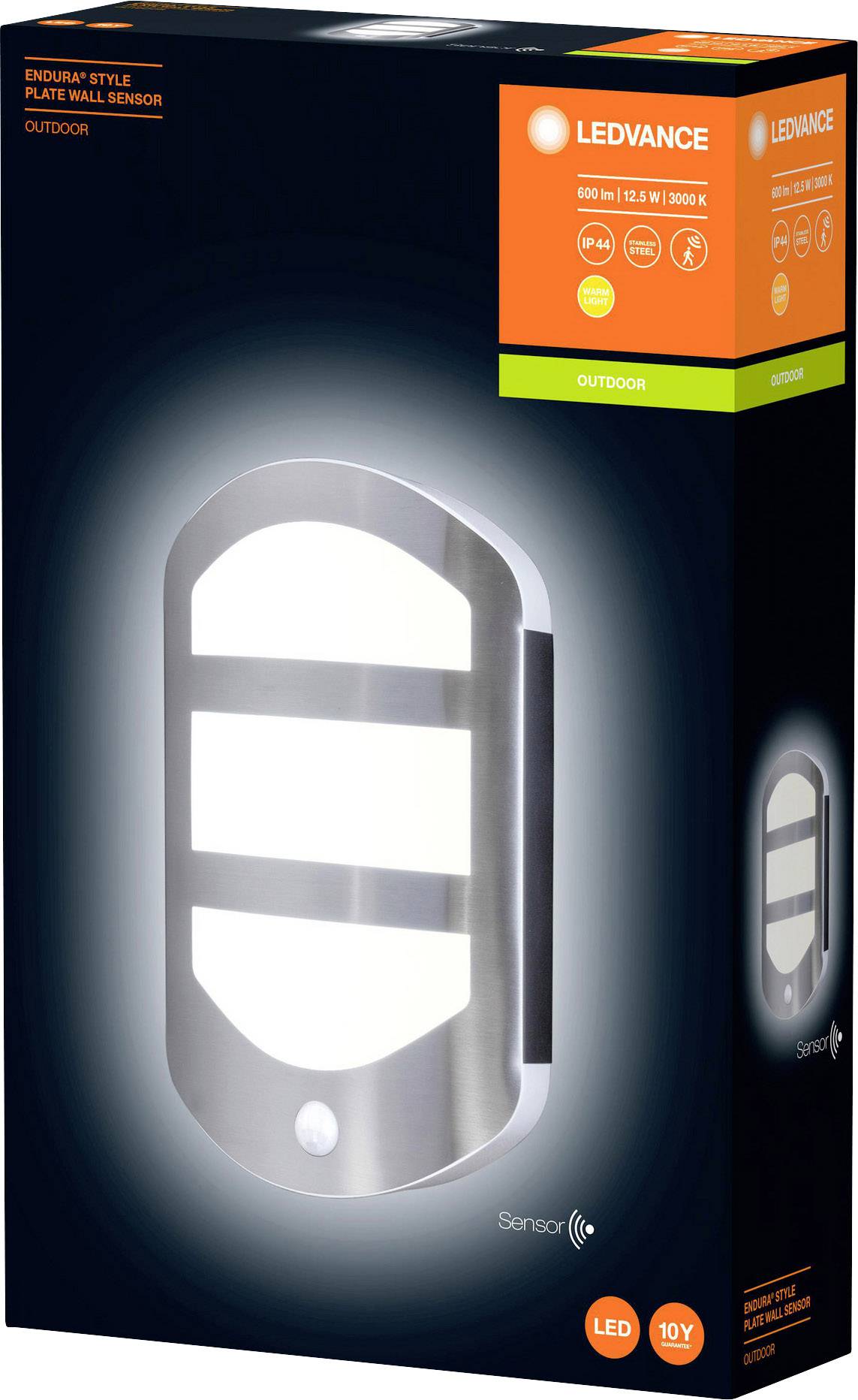 LEDVANCE Endura Style Plate Sensor 4058075477872 LED-Außenwandleuchte mit Bewegungsmelder 12.50W Stahl