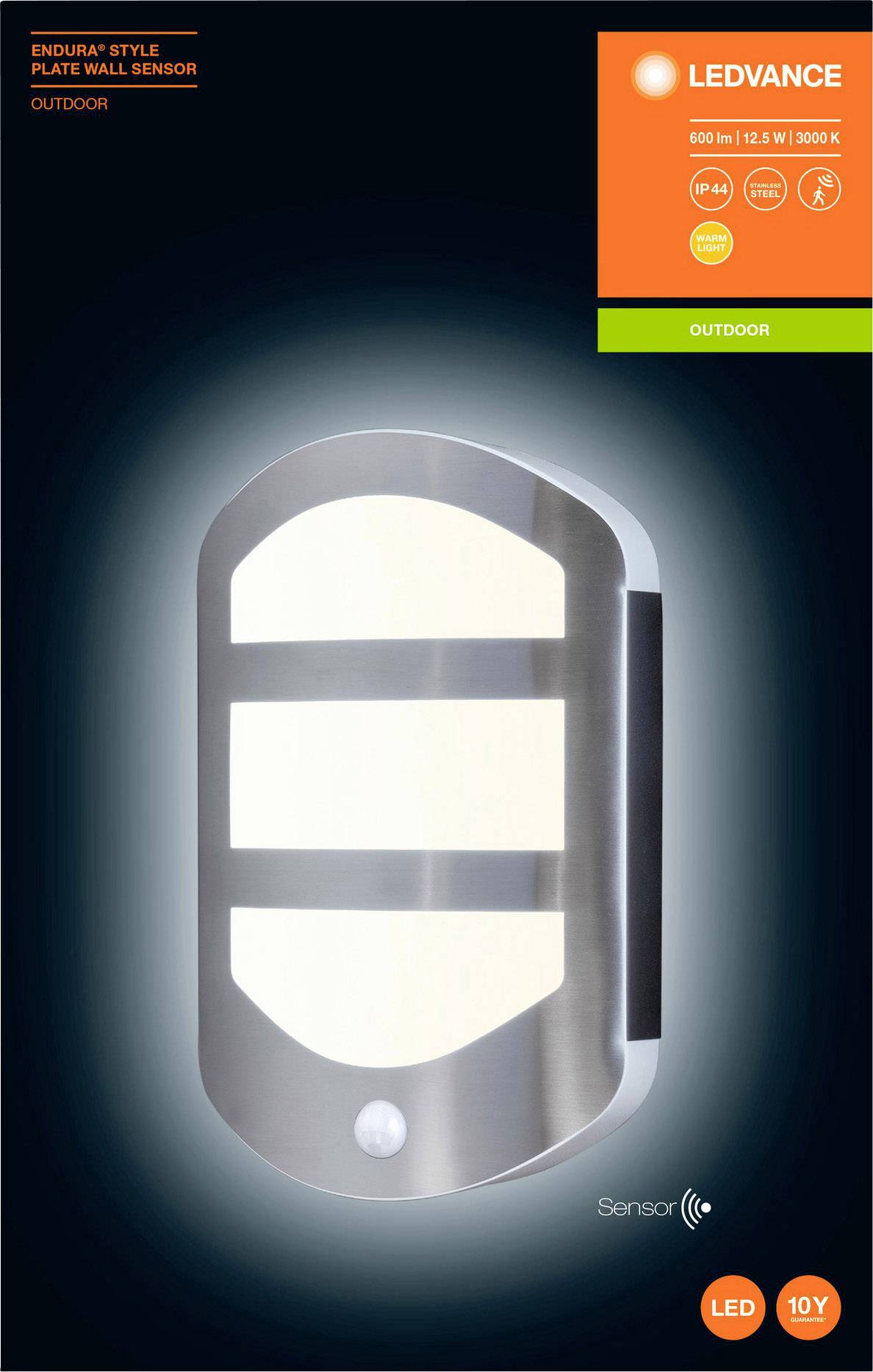 LEDVANCE Endura Style Plate Sensor 4058075477872 LED-Außenwandleuchte mit Bewegungsmelder 12.50 W Stahl