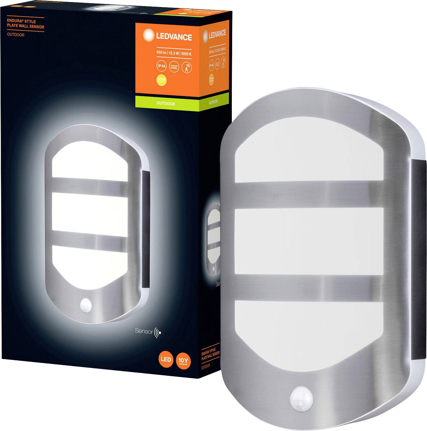 LEDVANCE Endura Style Plate Sensor 4058075477872 LED-Außenwandleuchte mit Bewegungsmelder 12.50W Stahl