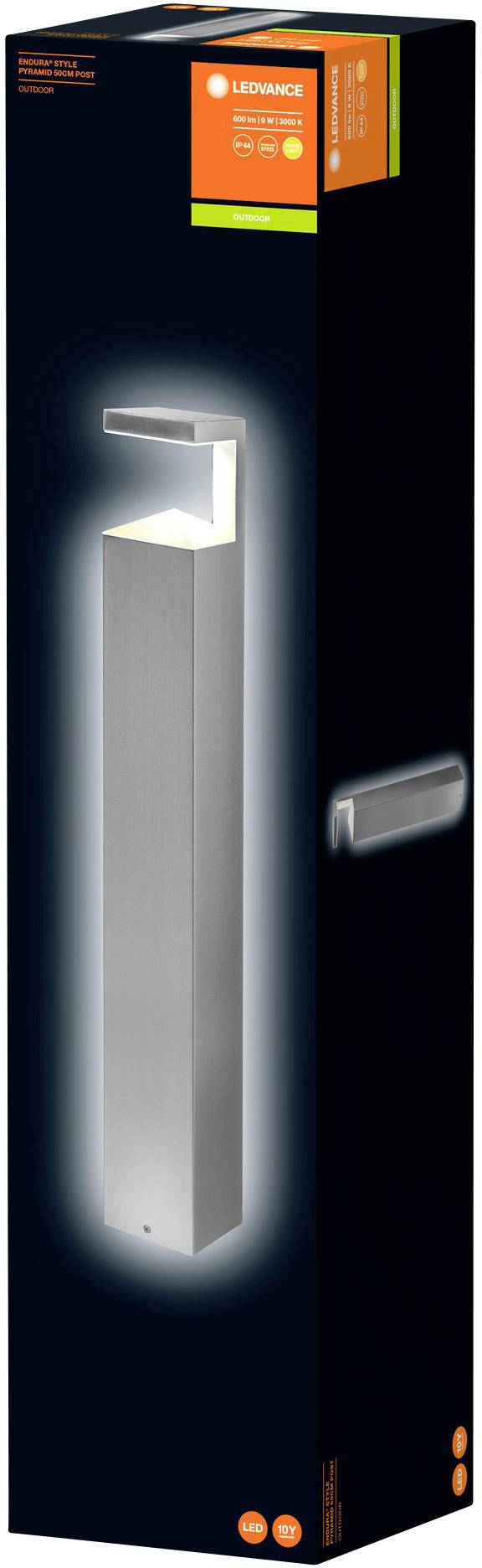 LEDVANCE 4058075477919 Endura Style Pyramid 50 LED-Außenstandleuchte 9.00W Edelstahl-Optik
