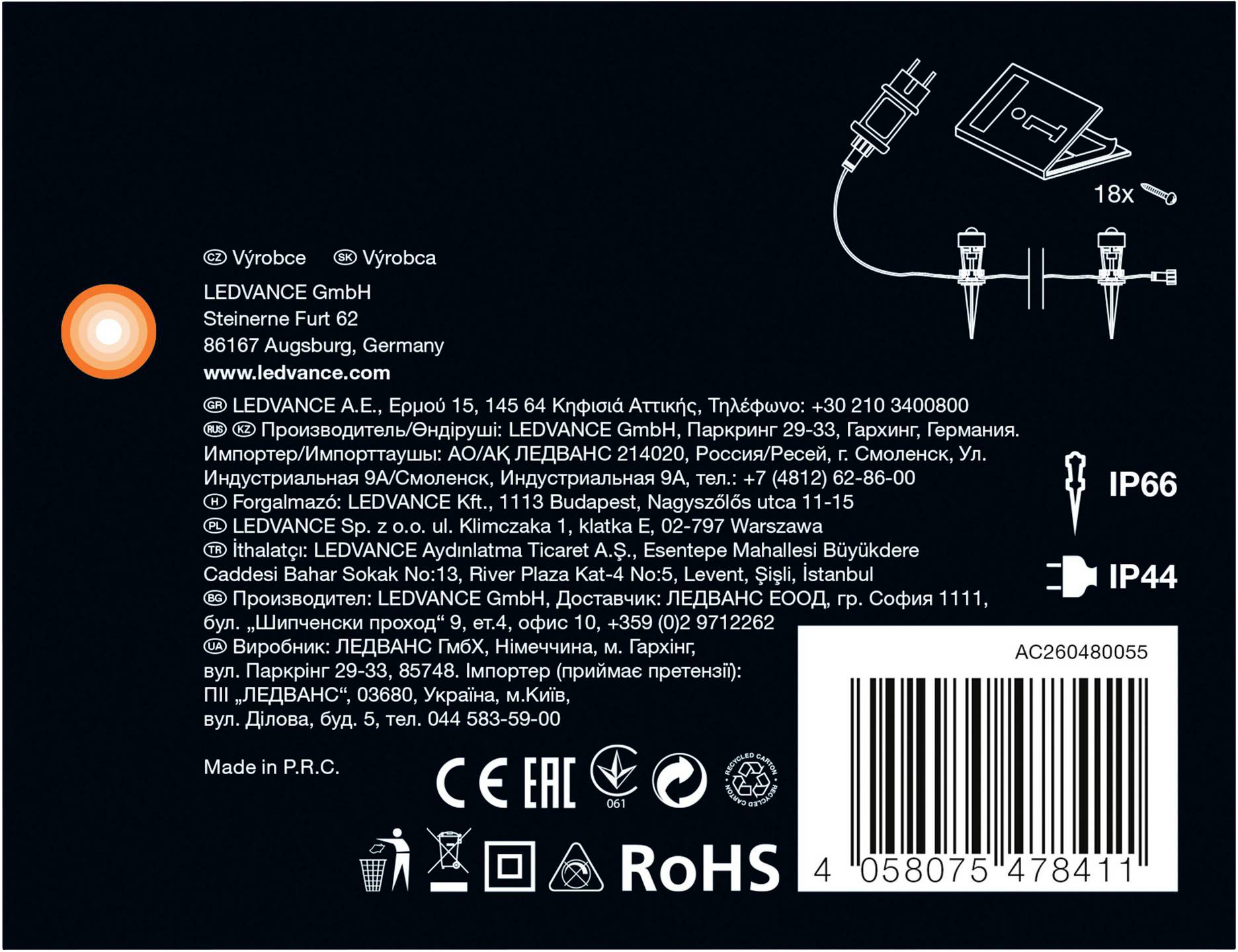 LEDVANCE 4058075478411 Endura Garden Dot LED-Lichterkette LED 6 W Transparent