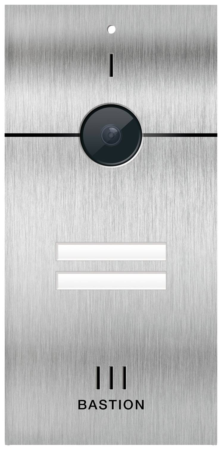 Bastion BA.KIT.DOS.INOX.BLK Video-Türsprechanlage LAN Außeneinheit, Inneneinheit 2 Familienhaus Edelstahl (gebürstet), Schwarz